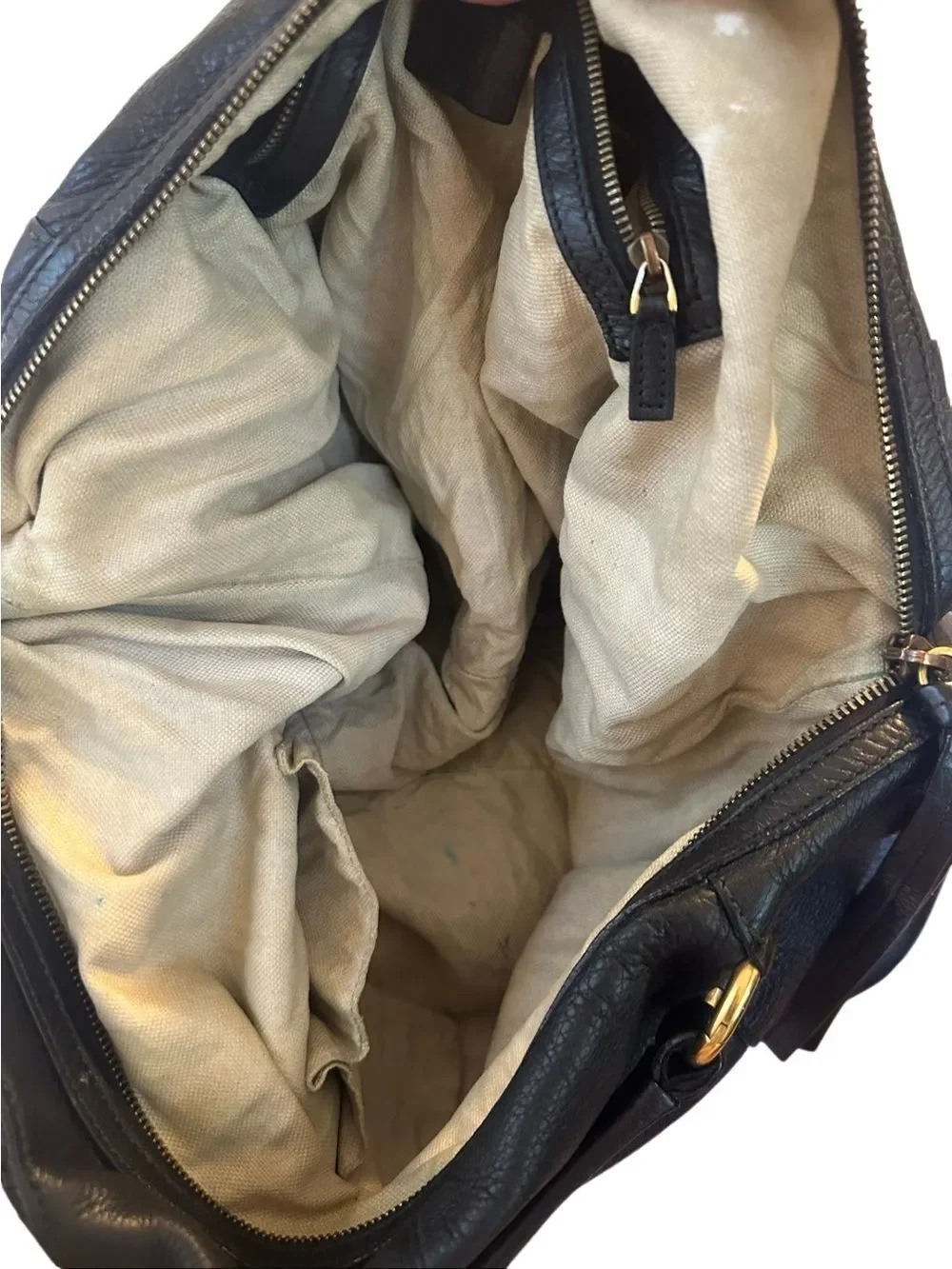 Gucci Black Leather Double-Handle Satchel with Gold Hardware